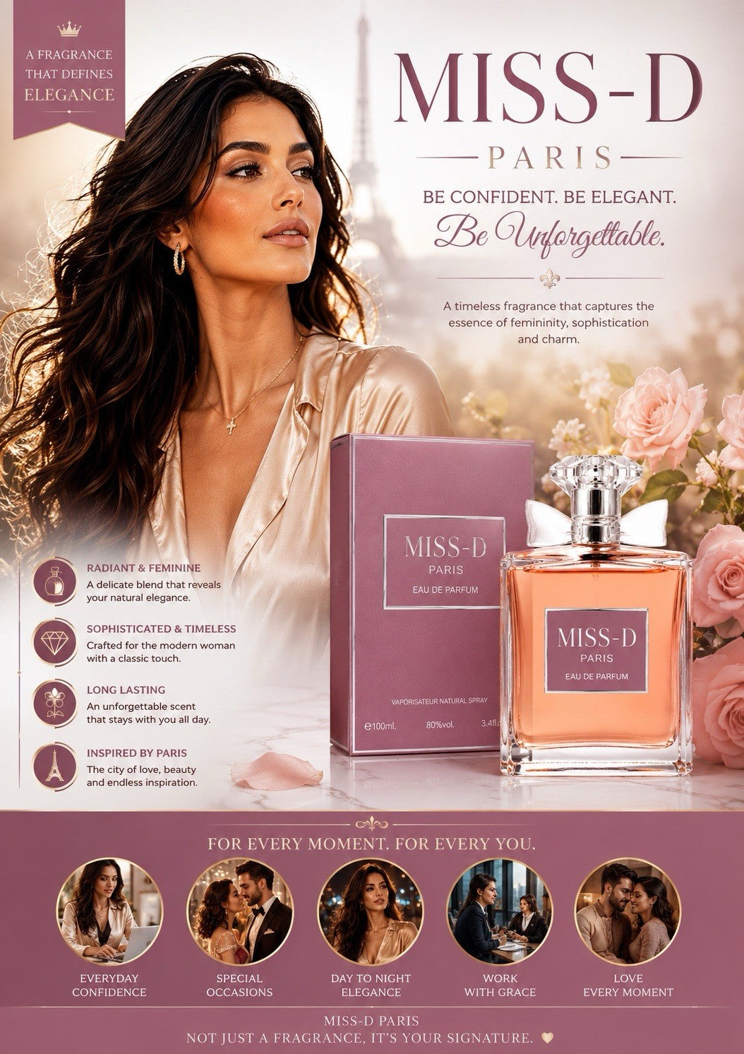 MISS-D Paris Eau de Parfum 100ml Women Perfume Long Lasting Floral Fragrance - Lumi and Leo