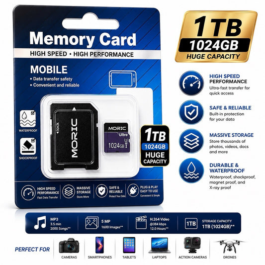 MORIC 1024GB HIGH SPEED MICRO SD CARD W/ADAPTER MEMORY CARD MOBILE CLASS 10 - Lumi and Leo