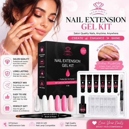 Makartt Nail Extension Gel Kit Poly Gel Starter Set with Tips & Base Gel - Lumi and Leo
