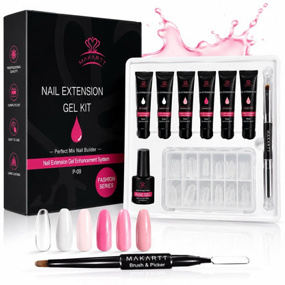Makartt Nail Extension Gel Kit Poly Gel Starter Set with Tips & Base Gel - Lumi and Leo