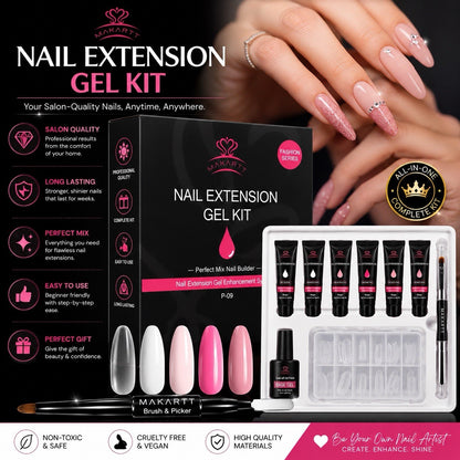 Makartt Nail Extension Gel Kit Poly Gel Starter Set with Tips & Base Gel - Lumi and Leo