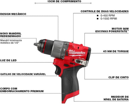 Milwaukee 2504-20 M12 12V Cordless Mini Drill/Driver - Red - Lumi and Leo