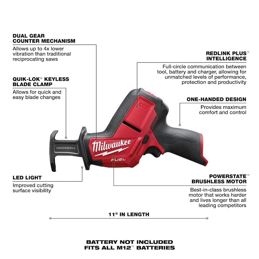 Milwaukee 2520-20 M12 FUEL 12V HACKZALL Reciprocating Saw w/ Blade - Bare Tool - Lumi and Leo