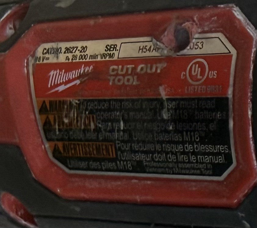 Milwaukee 2627-20 M18 18V Compact Cordless Drywall Cut Out Tool - Bare Tool
