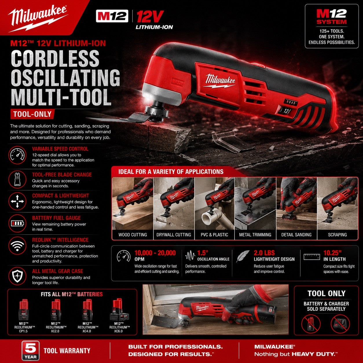 Milwaukee M12 12V Cordless Oscillating Multi-Tool Tool Only Tested Working - Lumi and Leo