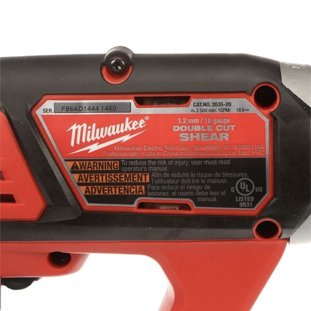 Milwaukee M18 18V 18-Gauge Double Cut Metal Shear Tested & Working Tool Only