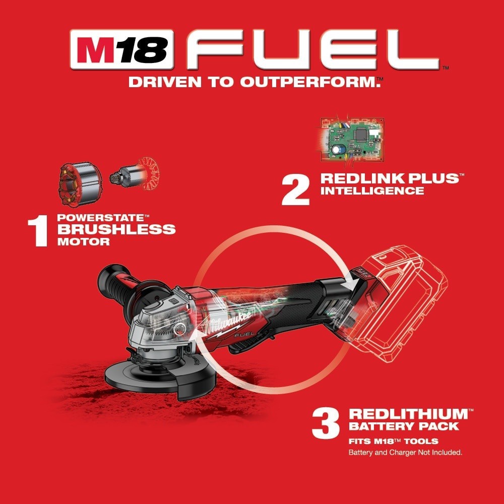 Milwaukee M18 FUEL 4 1/2" / 5" 18V Cordless Angle Grinder, No-Lock - 2880-20 - Lumi and Leo
