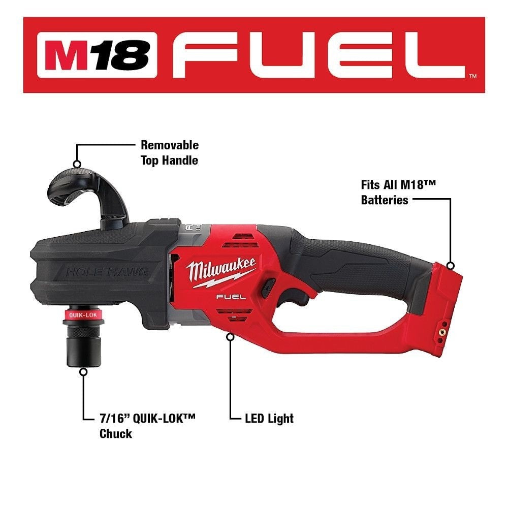 Milwaukee M18 FUEL Hole Hawg 7/16" Right Angle Drill Tested & Working Tool Only - Lumi and Leo
