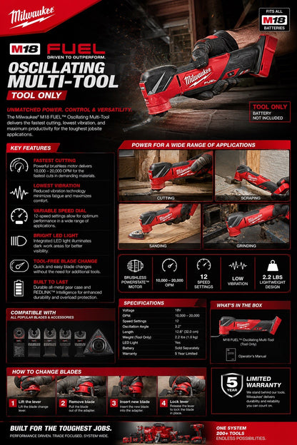 Milwaukee M18 FUEL Oscillating Multi-Tool Tested & Working Tool Only. Used - Lumi and Leo