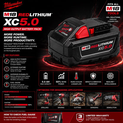 Milwaukee M18 REDLITHIUM XC5.0 18V 5.0Ah Lithium-Ion Battery Genuine New - Lumi and Leo