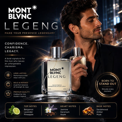 Mont Blvnc Legeng Eau de Parfum 100ml Men's Cologne Long Lasting Fragrance Spray - Lumi and Leo