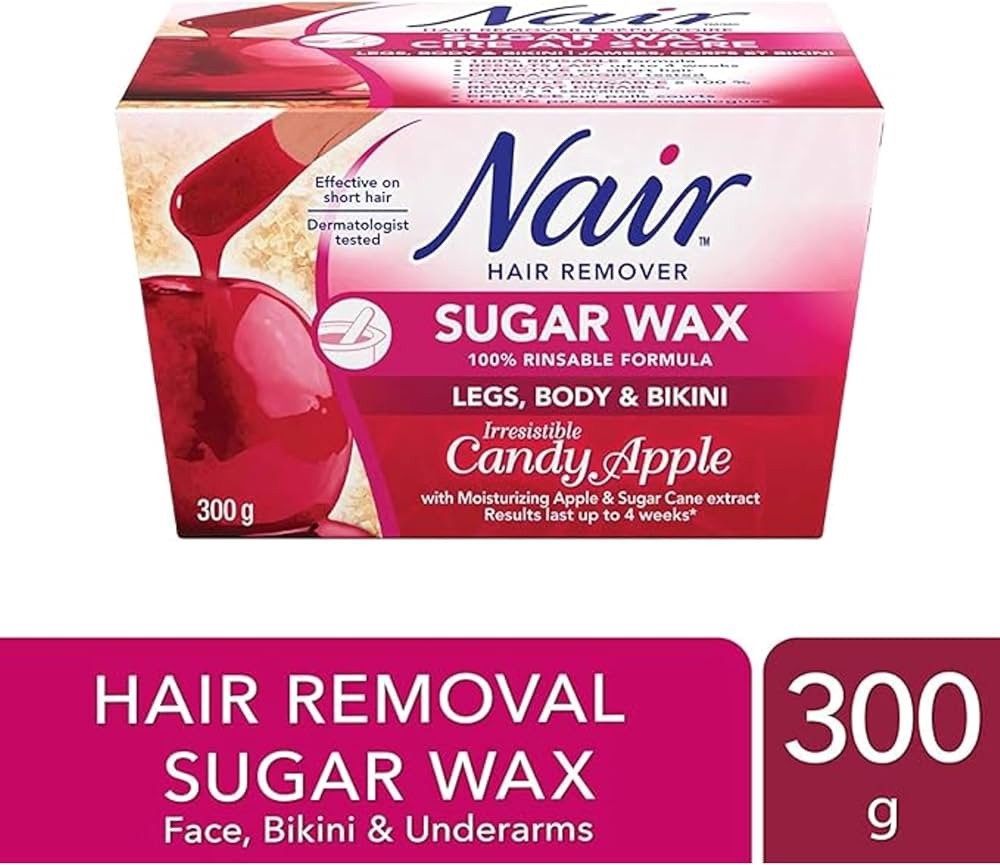Nair Sugar Wax for Legs, Body & Bikini in Irresistible Candy Apple, 300 g - Lumi and Leo