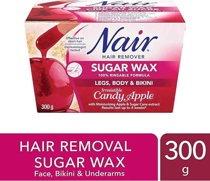 Nair Sugar Wax for Legs, Body & Bikini in Irresistible Candy Apple, 300 g - Lumi and Leo