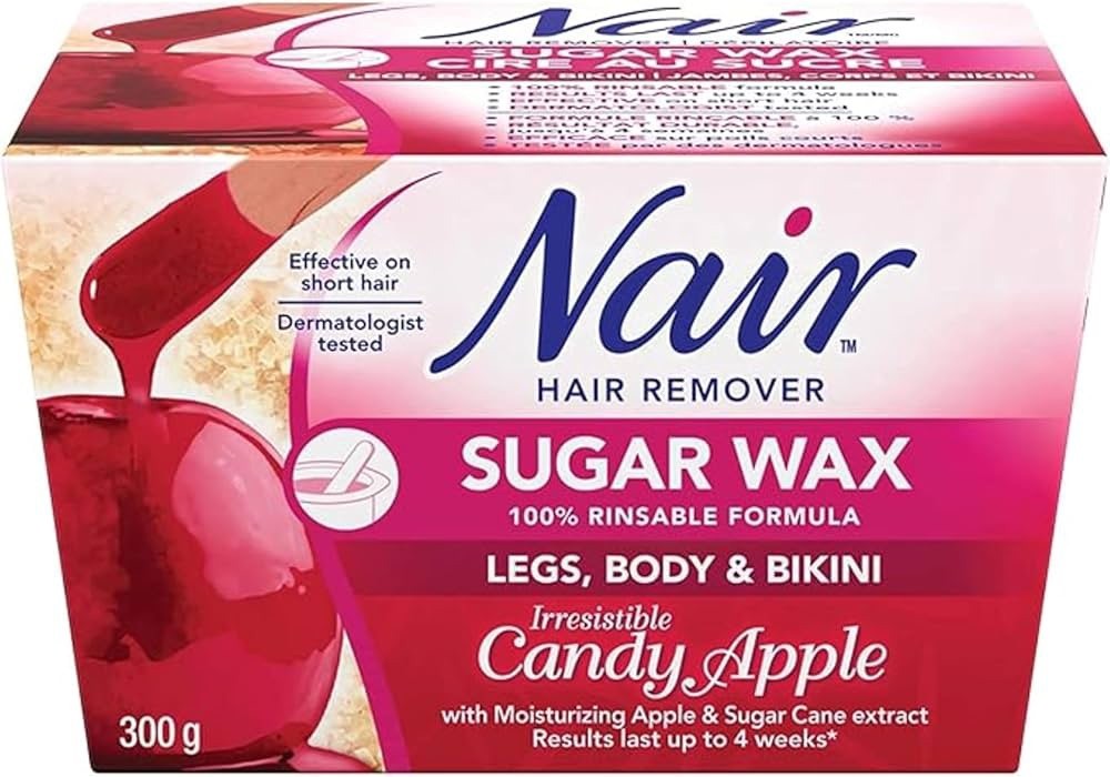 Nair Sugar Wax for Legs, Body & Bikini in Irresistible Candy Apple, 300 g - Lumi and Leo