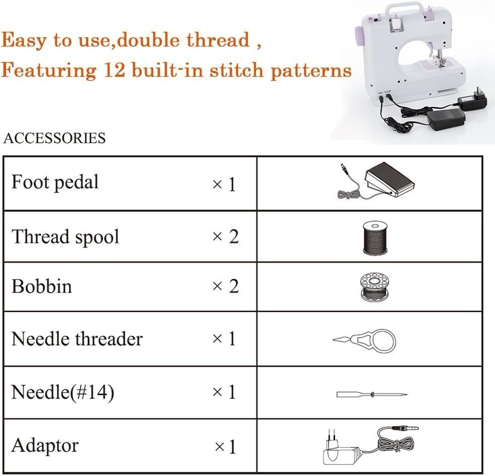 New MIFXIN Household Sewing Machine 12 Stitches Mini Size - Lumi and Leo