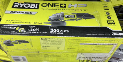 ONE+ HP 18V Brushless Cordless 4-1/2 in. Angle Grinder -  Model PBLAG01B - NEW - Lumi and Leo