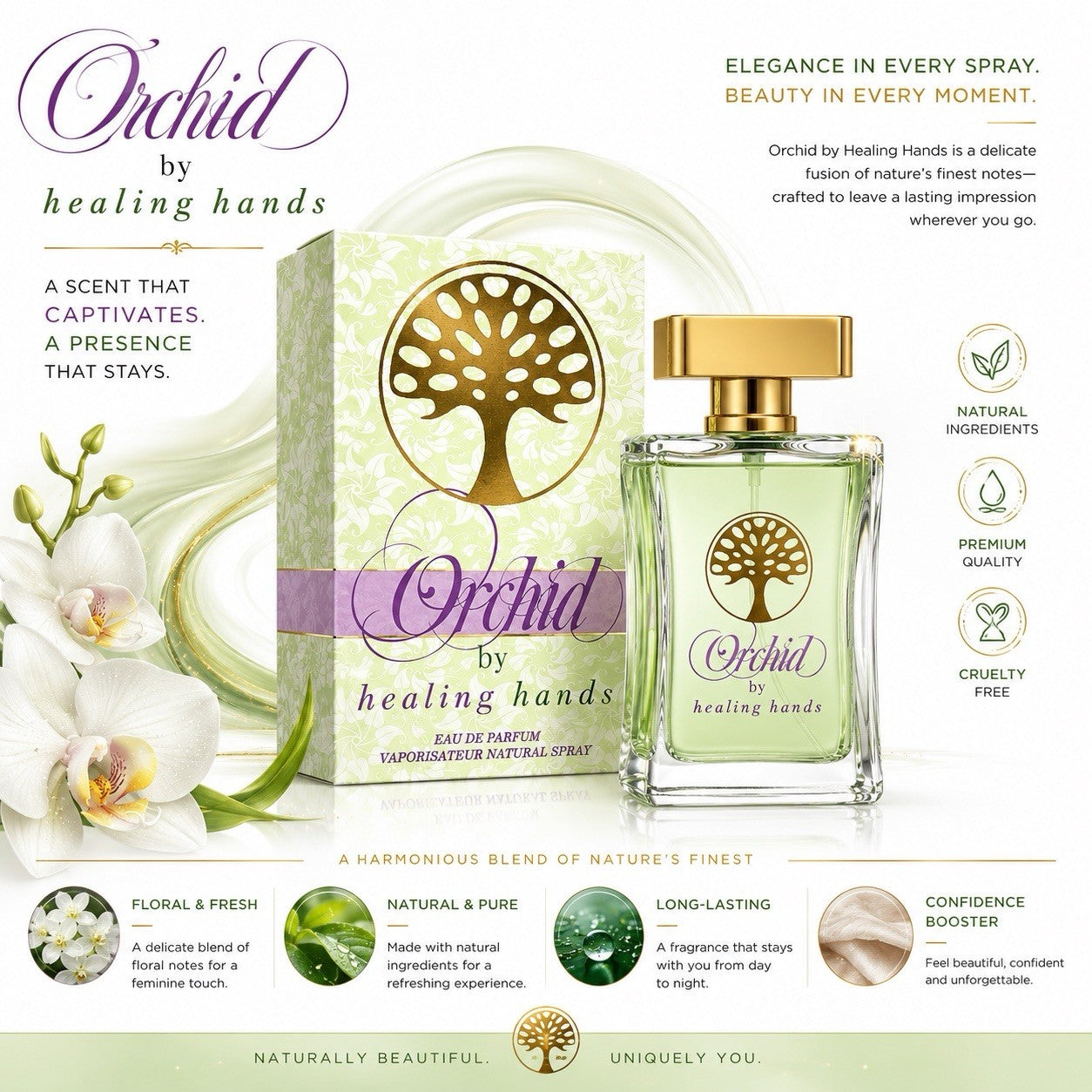 Orchid by Healing Hands Eau de Parfum 100ml Women's Floral Perfume Spray - Lumi and Leo