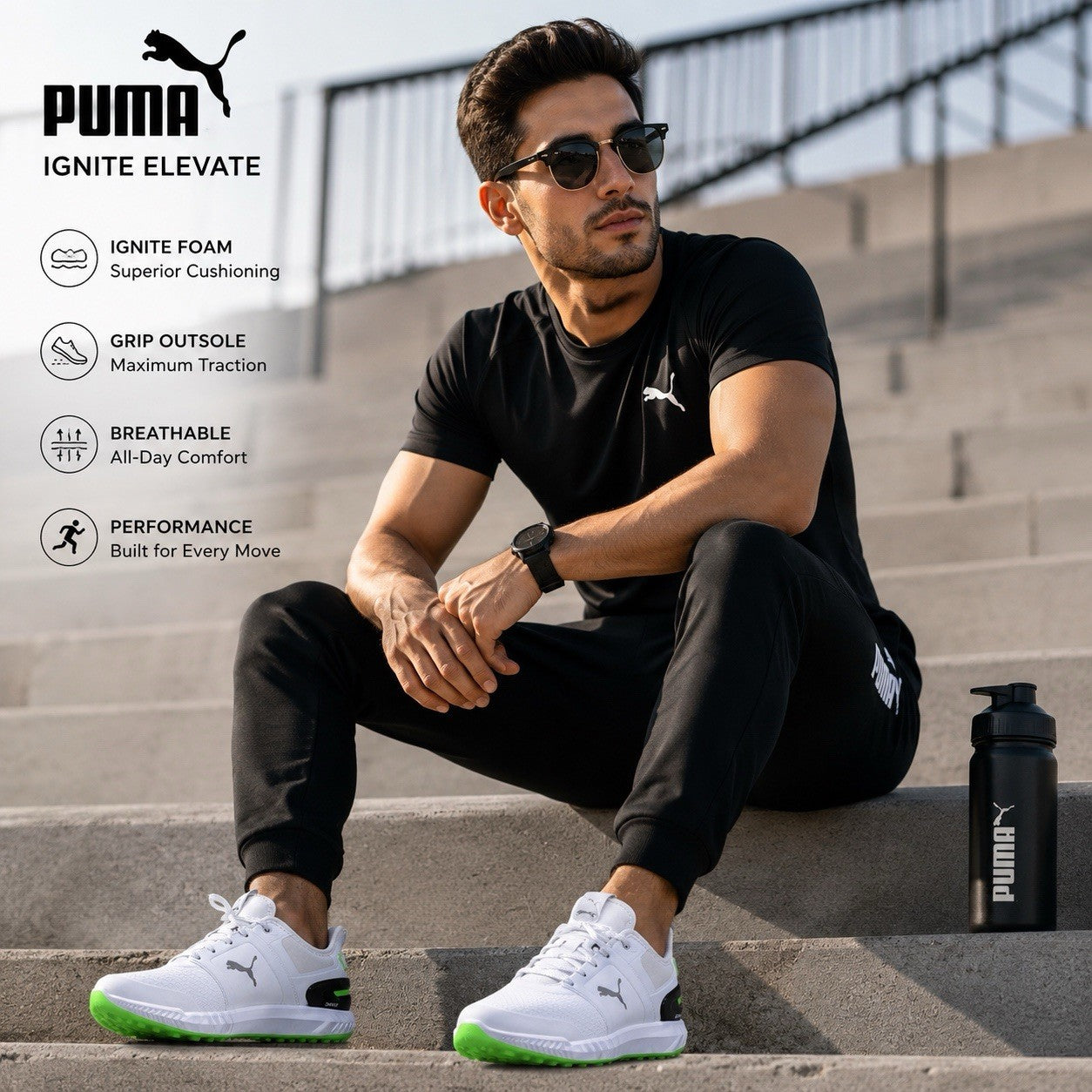 PUMA Ignite Elevate Golf Shoes White Green Multiple Sizes Tell Us Your Size ?