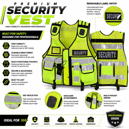 Premium Security Vest High Visibility Reflective Safety Vest - Lumi and Leo