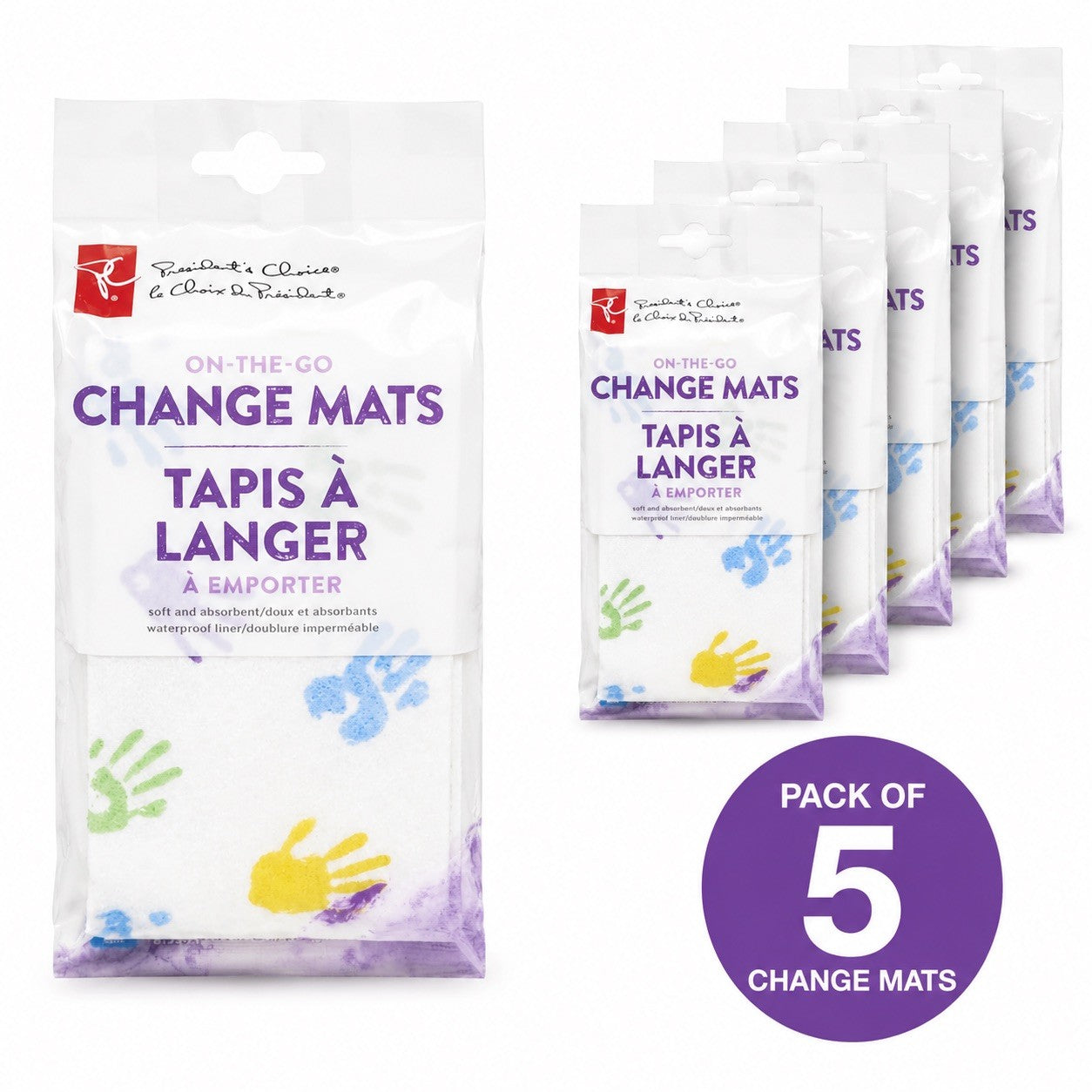 President’s Choice On-The-Go Baby Change Mats 5-Pack Disposable Waterproof - Lumi and Leo