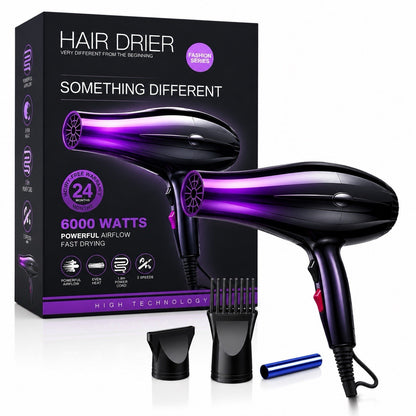 Professional Hair Dryer 2 Speed 2 Heat Settings Cool Shot Black Purple - Lumi and Leo
