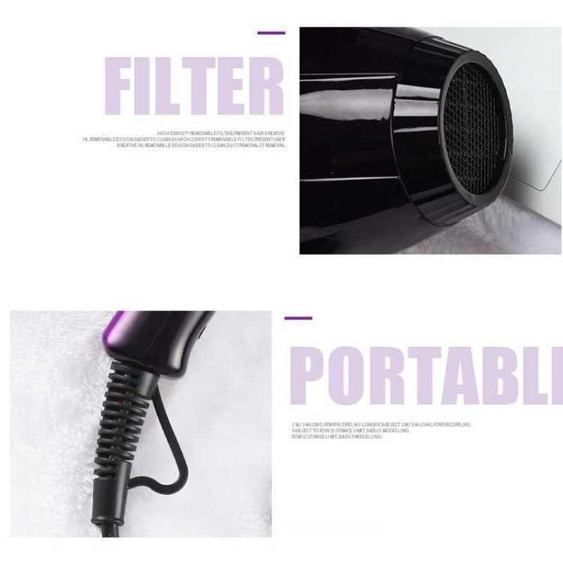 Professional Hair Dryer 2 Speed 2 Heat Settings Cool Shot Black Purple - Lumi and Leo