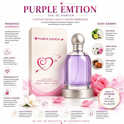 Purple Emtion Eau de Parfum for Women 100ml Long Lasting Fragrance Spray - Lumi and Leo