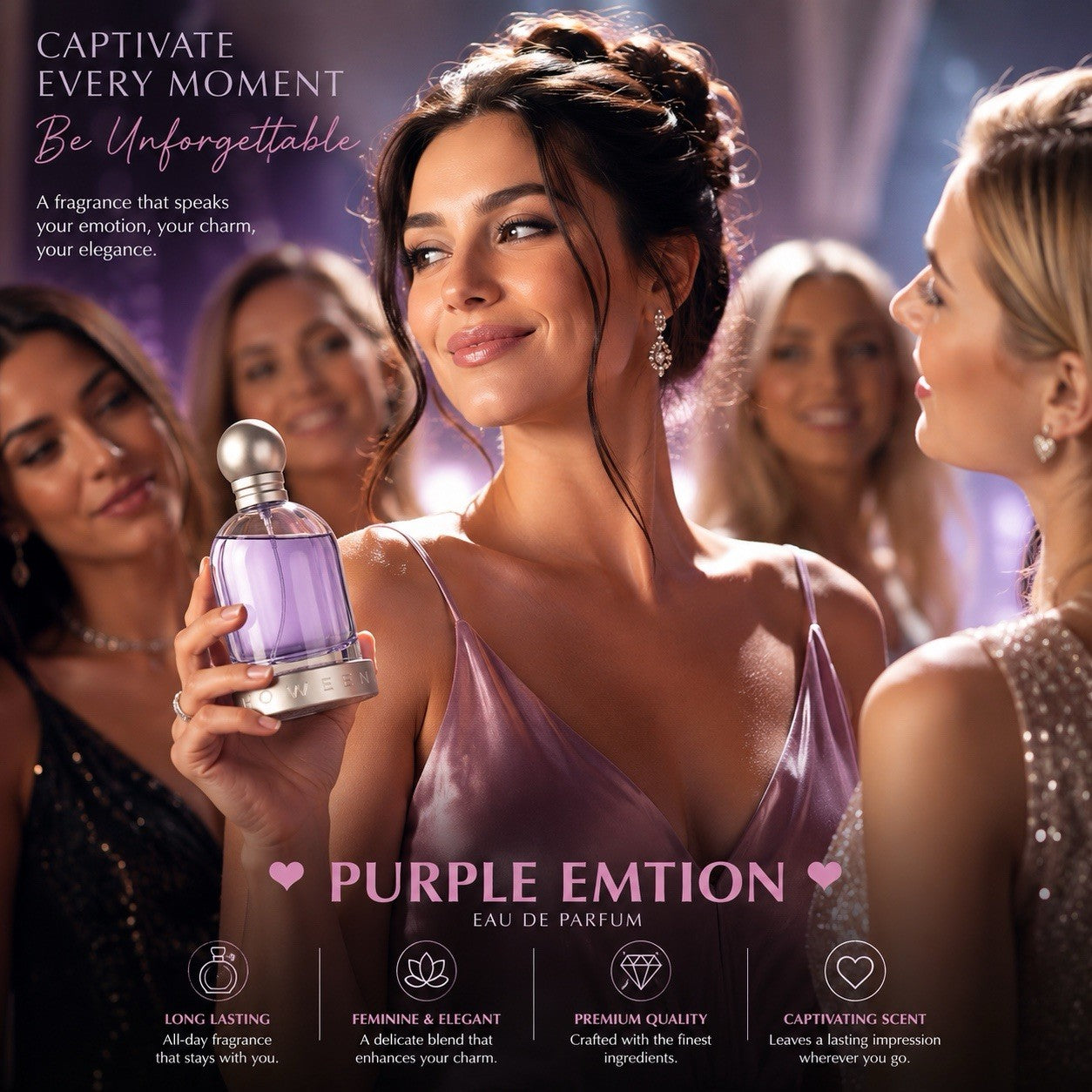 Purple Emtion Eau de Parfum for Women 100ml Long Lasting Fragrance Spray