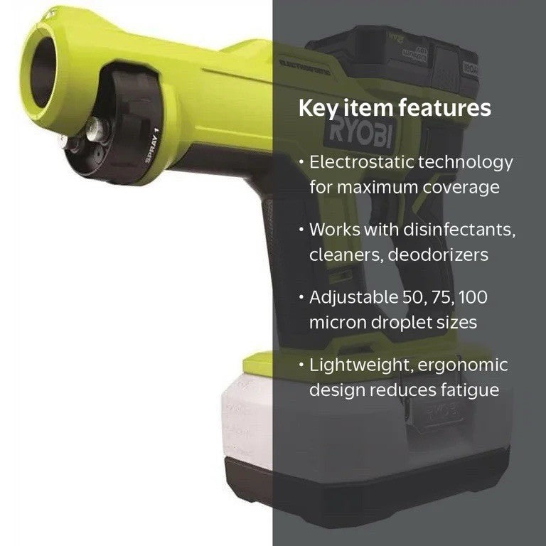 RYOBI 18V ONE+ Cordless Handheld Electrostatic Sprayer Kit
