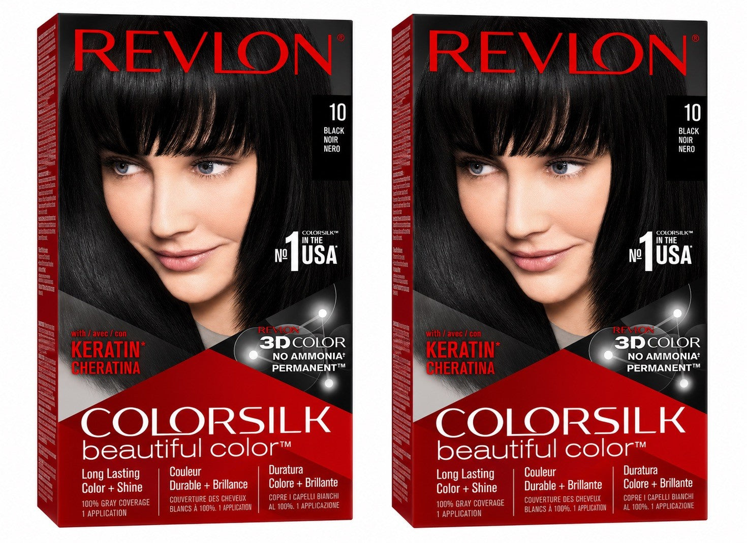 Revlon ColorSilk Hair Color 10 Black Pack of 2