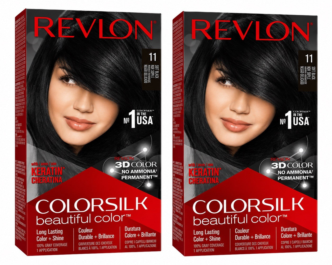 Revlon ColorSilk Hair Color 11 Soft Black Pack of 2 - Lumi and Leo