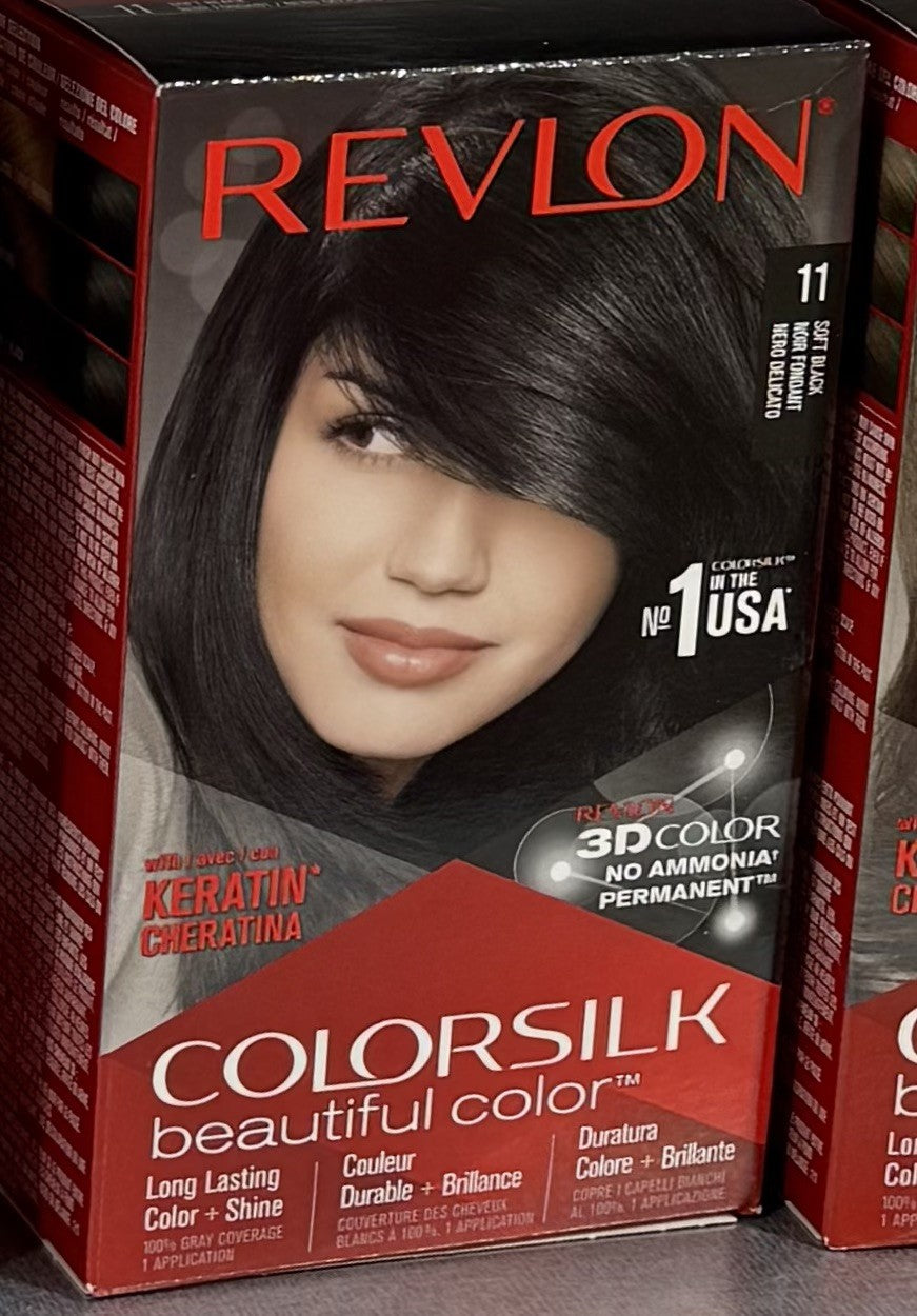 Revlon ColorSilk Hair Color 11 Soft Black Pack of 2