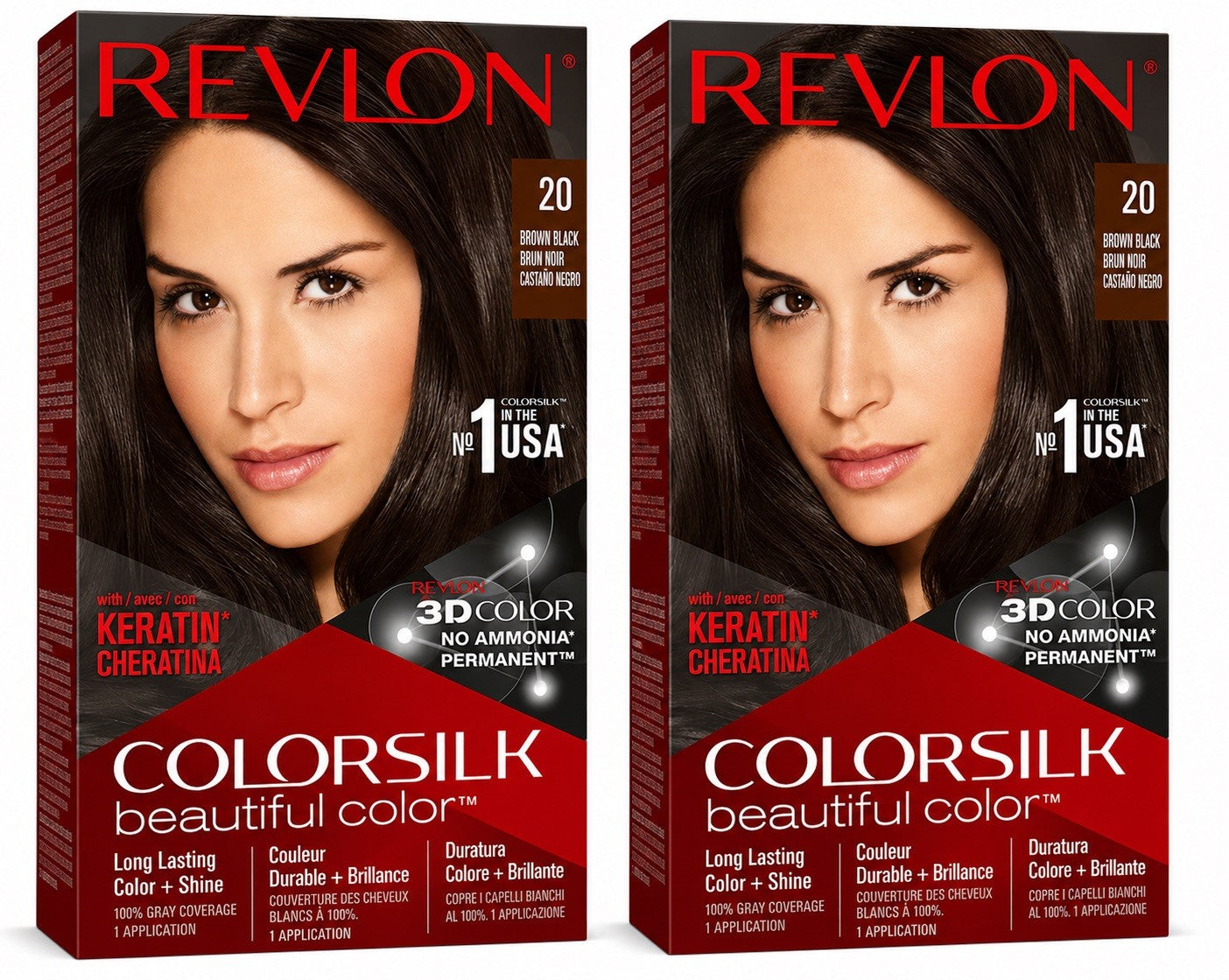 Revlon ColorSilk Hair Color 20 Brown Black Pack of 2