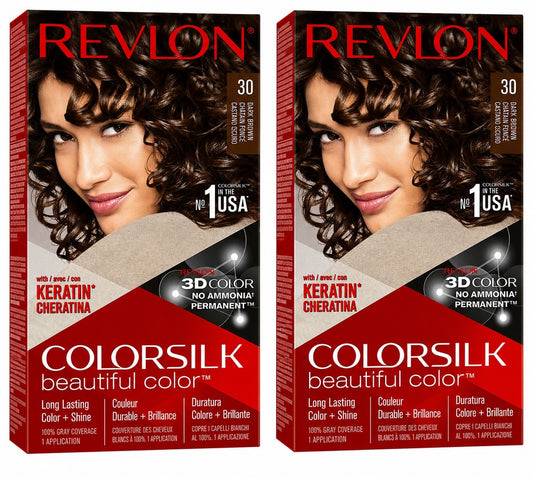 Revlon ColorSilk Hair Color 30 Dark Brown Permanent Hair Dye Pack of 2 - Lumi and Leo