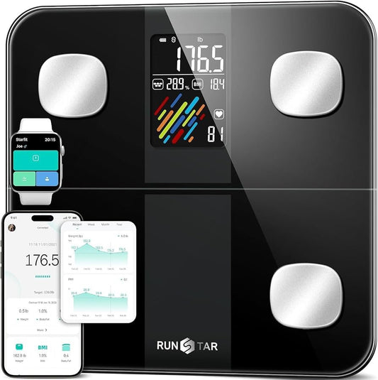 Runstar Smart Scale for Body Weight and Fat Percentage, High Large, Black - Lumi and Leo