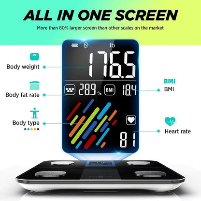 Runstar Smart Scale for Body Weight and Fat Percentage, High Large, Black - Lumi and Leo