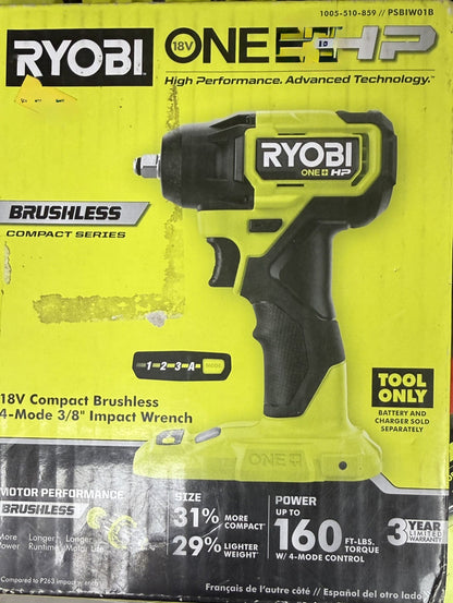 Ryobi P262 HP 18V Brushless Cordless 4-Mode 1/2 in. Impact Wrench Tool Only NEW - Lumi and Leo