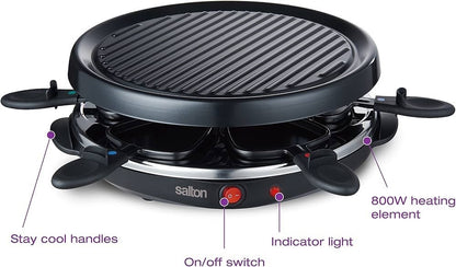 Salton Party Grill & Raclette/New In Box/6 Large Non-Stick Pans/Non-Stick Grill - Lumi and Leo
