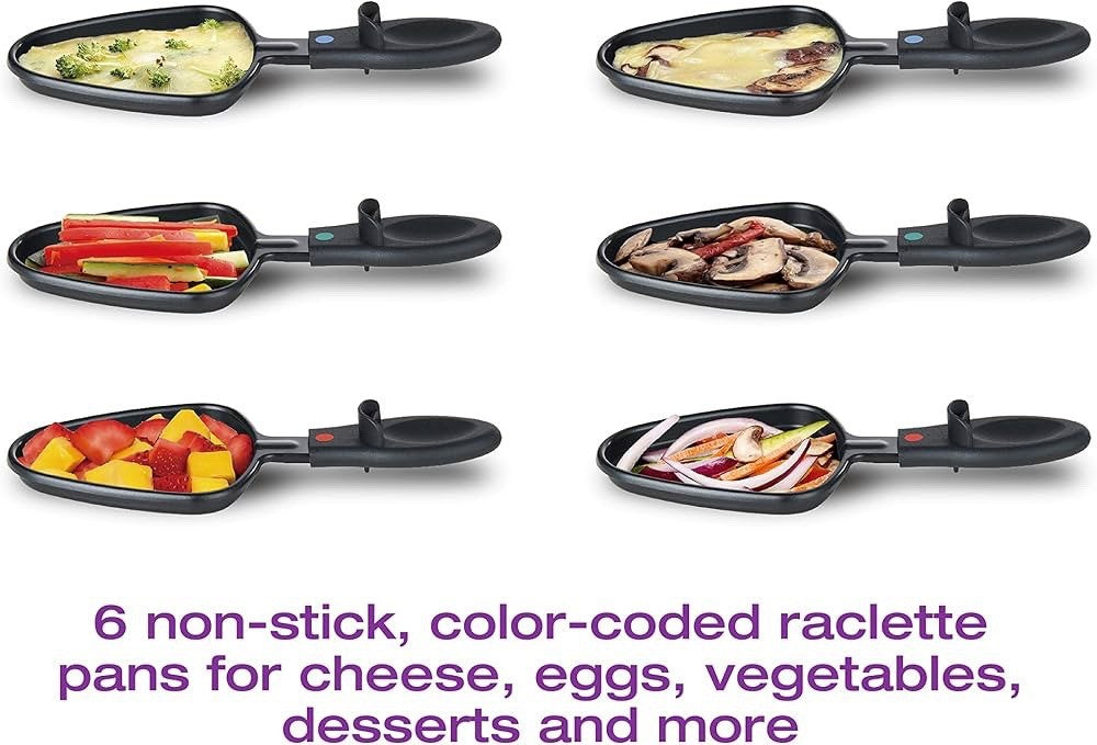 Salton Party Grill & Raclette/New In Box/6 Large Non-Stick Pans/Non-Stick Grill