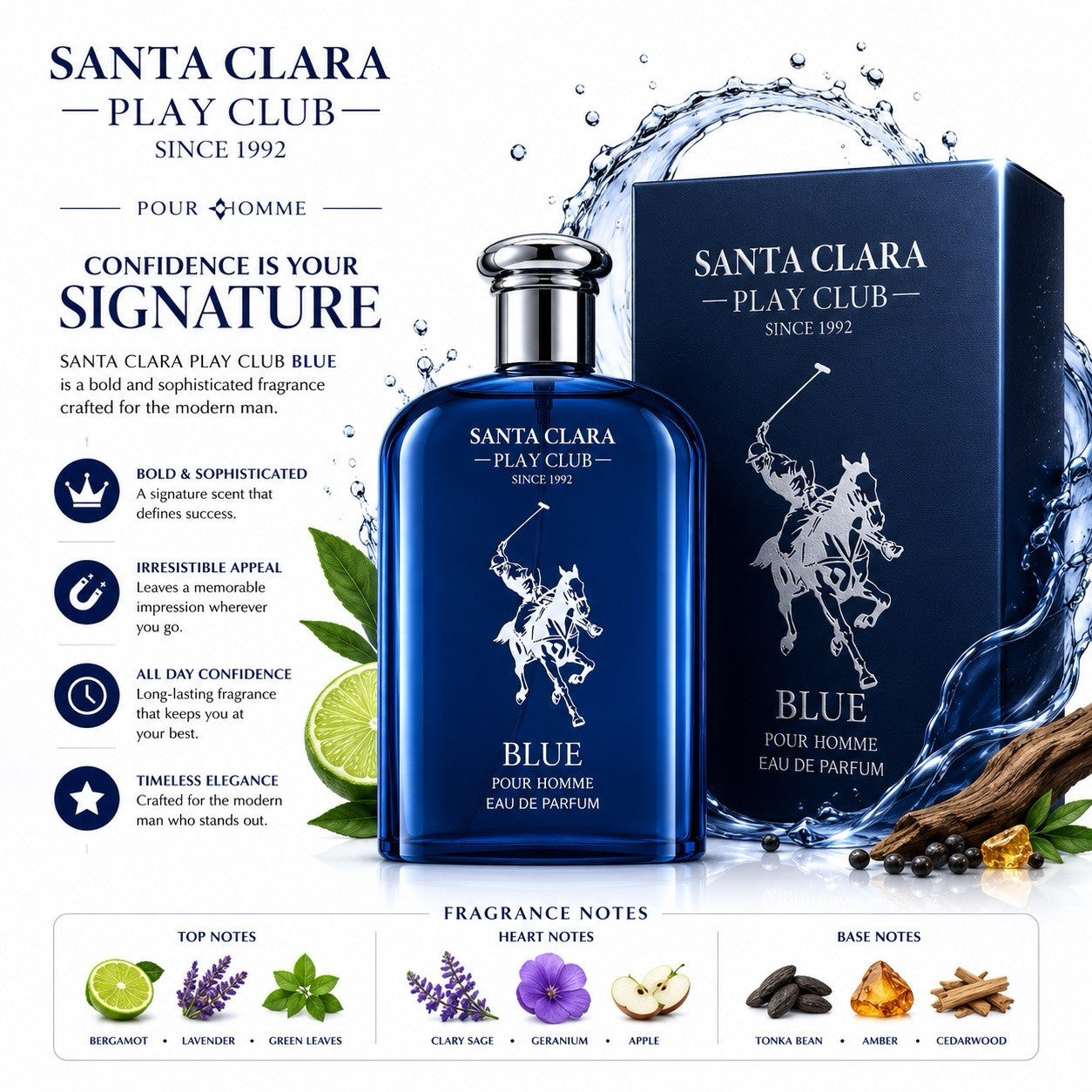Santa Clara Play Club 3 Pack Blue Black Green EDP 100ml Men Perfume Set - Lumi and Leo