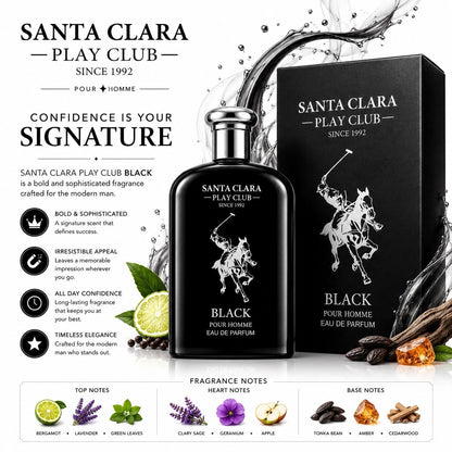 Santa Clara Play Club Black Pour Homme Eau De Parfum 100ml 3.4 fl oz - Lumi and Leo