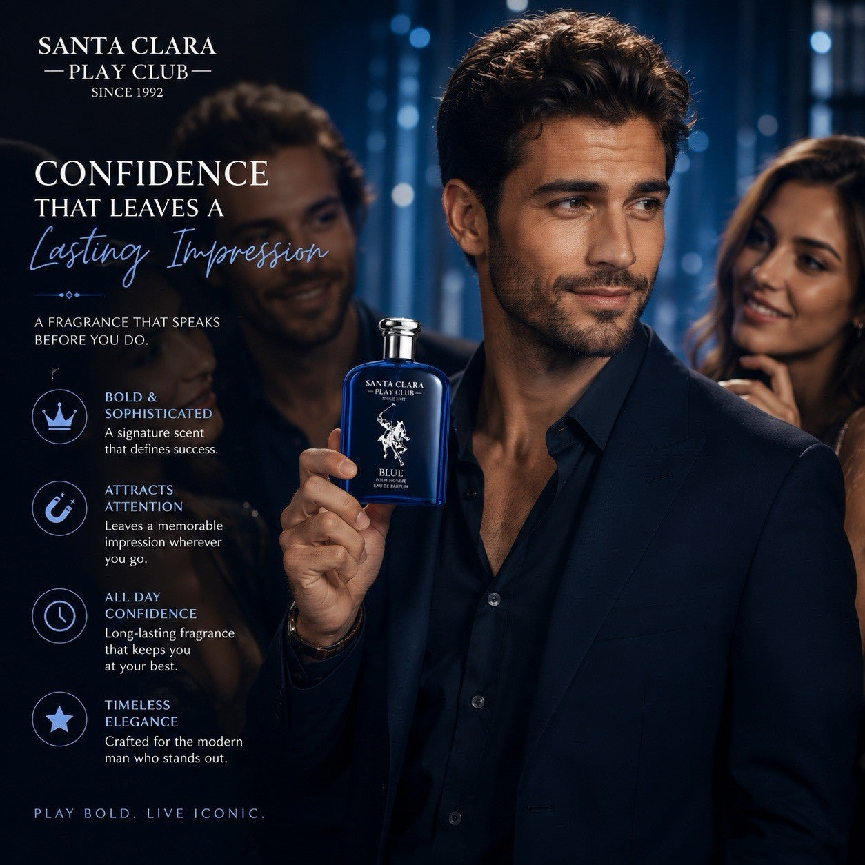Santa Clara Play Club Blue Pour Homme Eau De Parfum 100ml 3.4 fl oz - Lumi and Leo