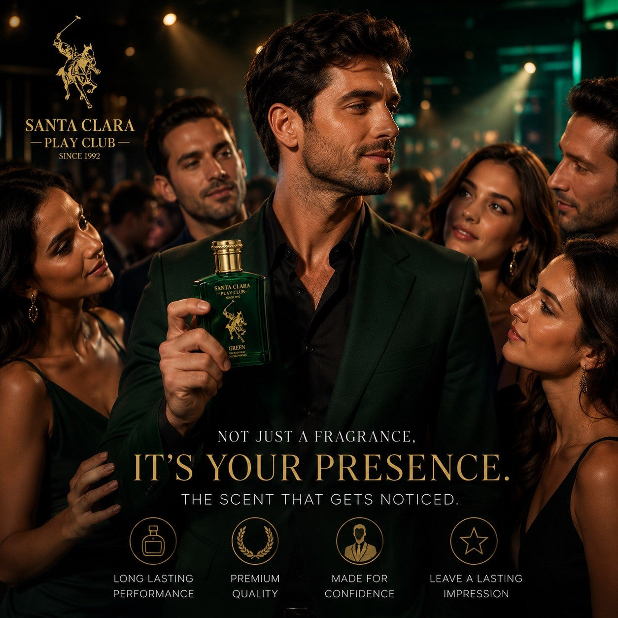 Santa Clara Play Club Green Pour Homme Parfum 100ml Men's Cologne Long Lasting - Lumi and Leo