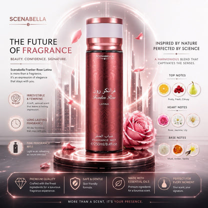 Scenabella Franker Rose Latina Fragrance Mist Body Spray 250ml 8.4oz Women - Lumi and Leo