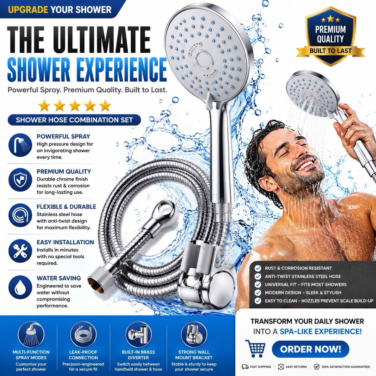 Senior Sanitary Wares Handheld Shower Head Hose Holder Chrome X6222001 - Lumi and Leo