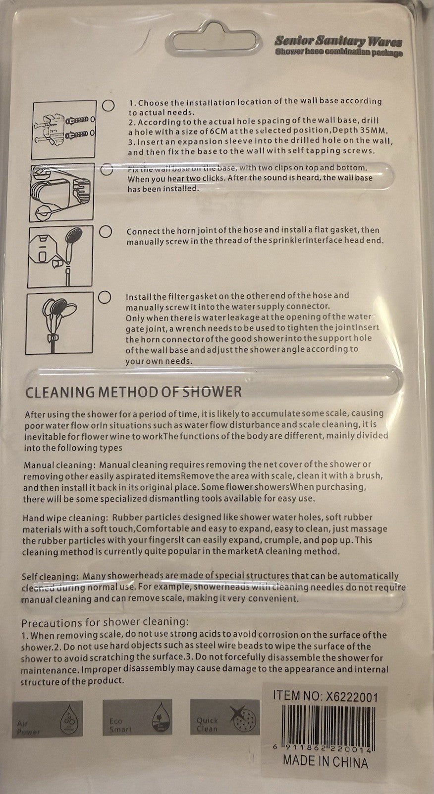 Senior Sanitary Wares Handheld Shower Head Hose Holder Chrome X6222001