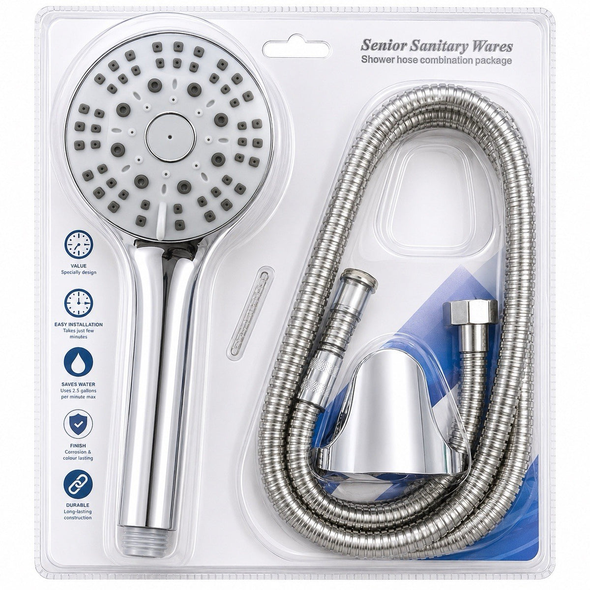 Senior Sanitary Wares Handheld Shower Head Hose Holder Chrome X6222027