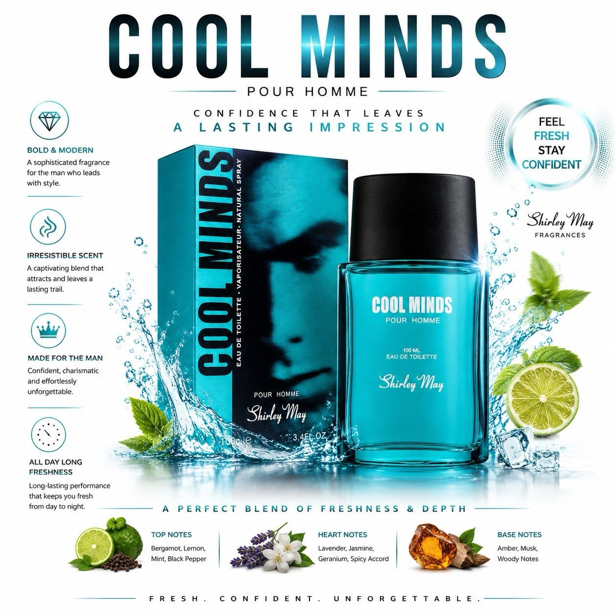 Shirley May Cool Minds for Men Eau de Toilette Spray 100ml New in Box - Lumi and Leo