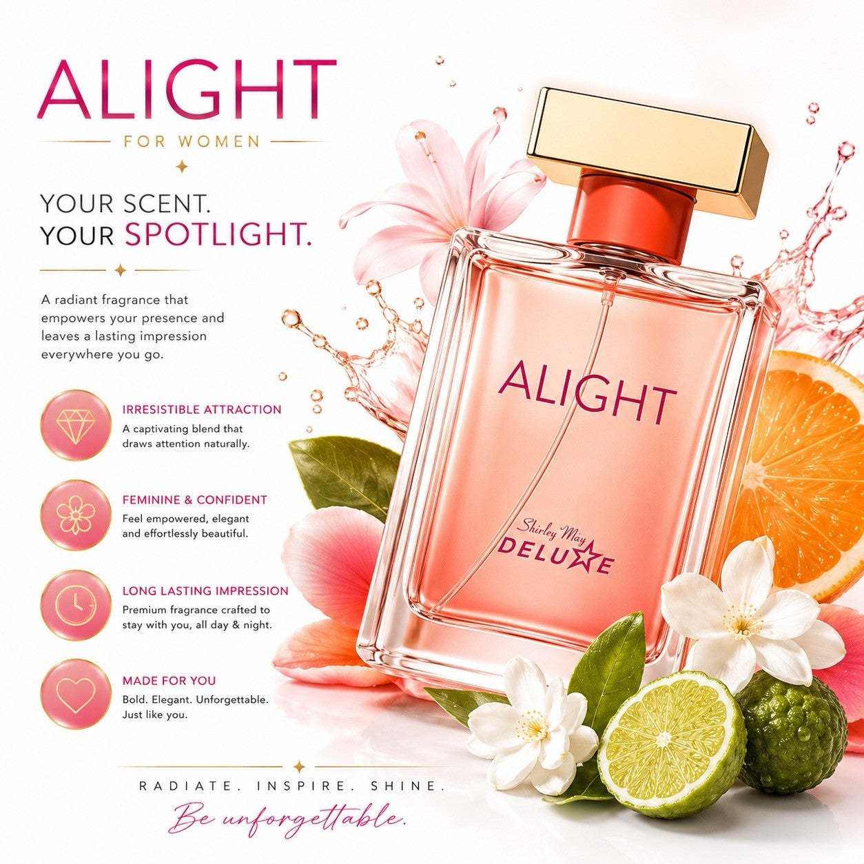 Shirley May Deluxe Alight Eau de Toilette for Women 100ml Floral Spray
