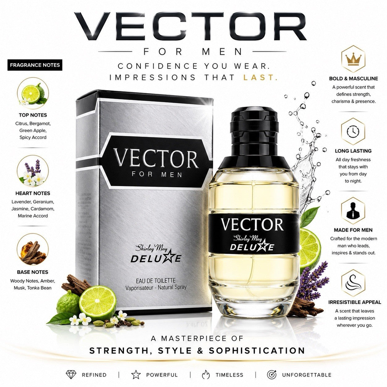 Shirley May Deluxe Vector For Men Eau de Toilette Spray 100ml New in Box